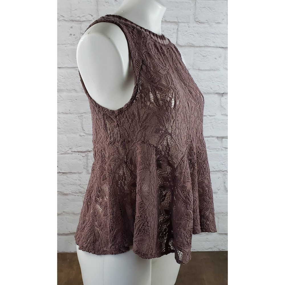 Free People Mauve/Pinkish/Taupe Lace Top ~ Size XS / Extra Small - Picture 5 of 12